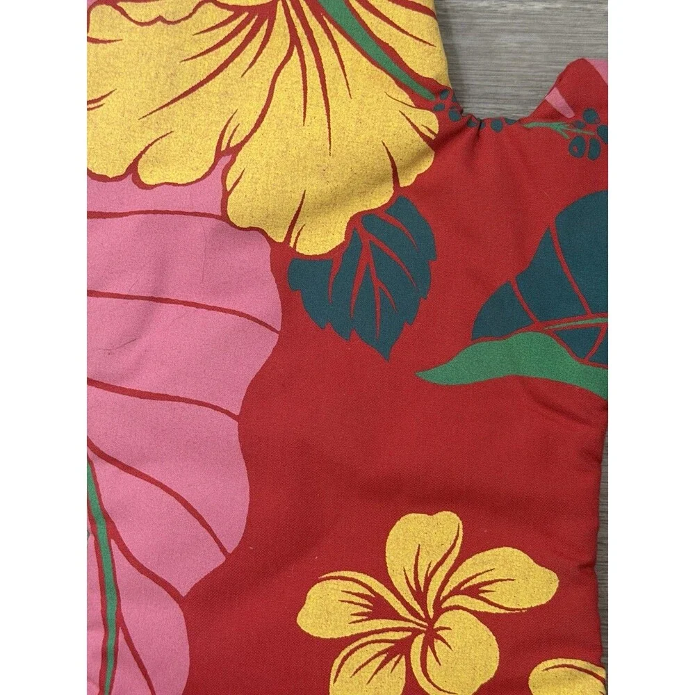 VINTAGE Hawaiian Style Hibiscus Oven Mitt summer BBQ Kitchen Housewarming Gift